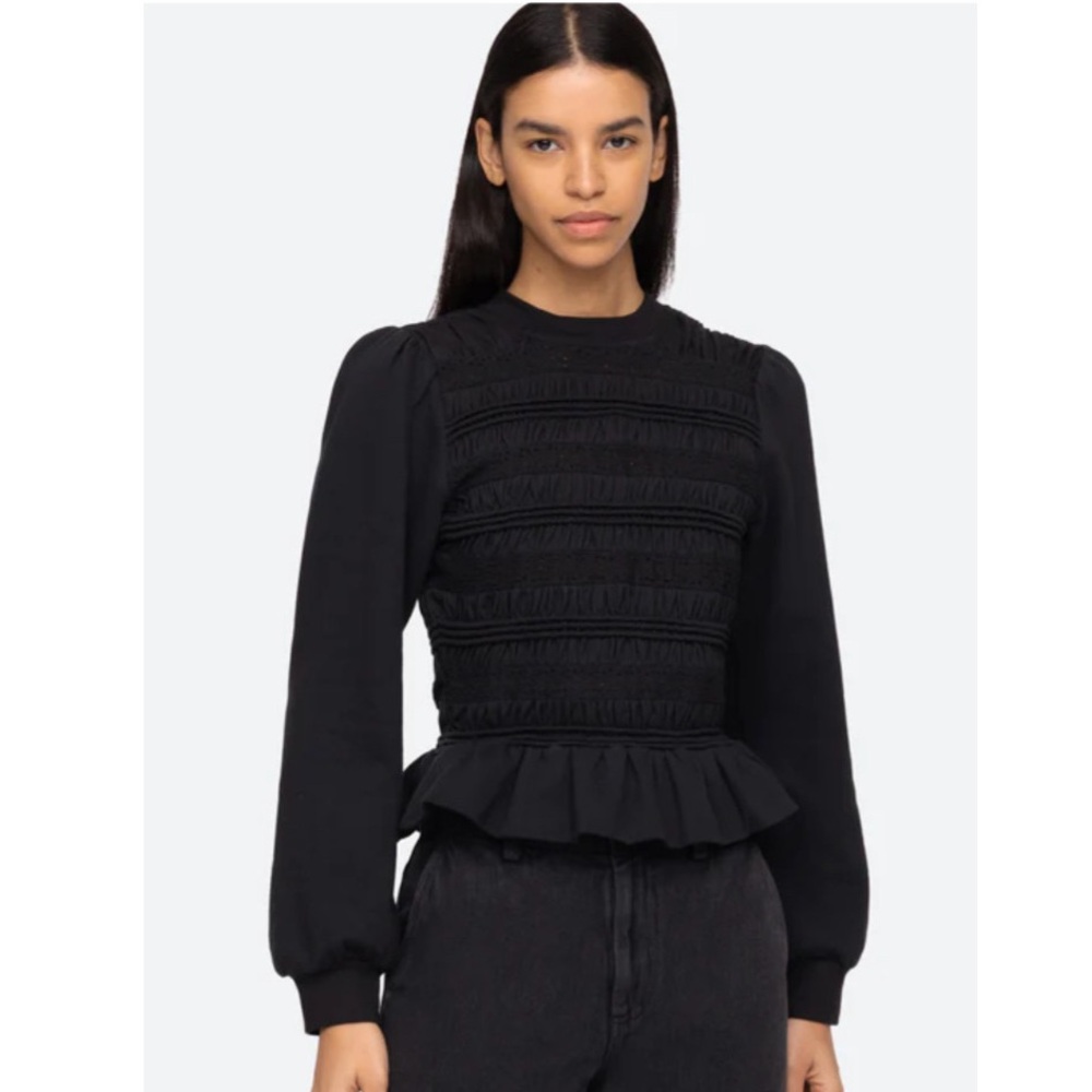 NWT Sea New York Black Eyelt Ruffled sweatshirt